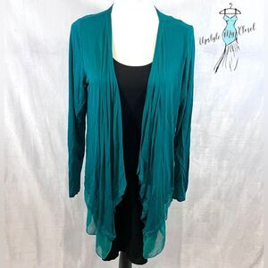 Dana Buchman teal long sleeve cardigan wrap and black bodycon dress size medium